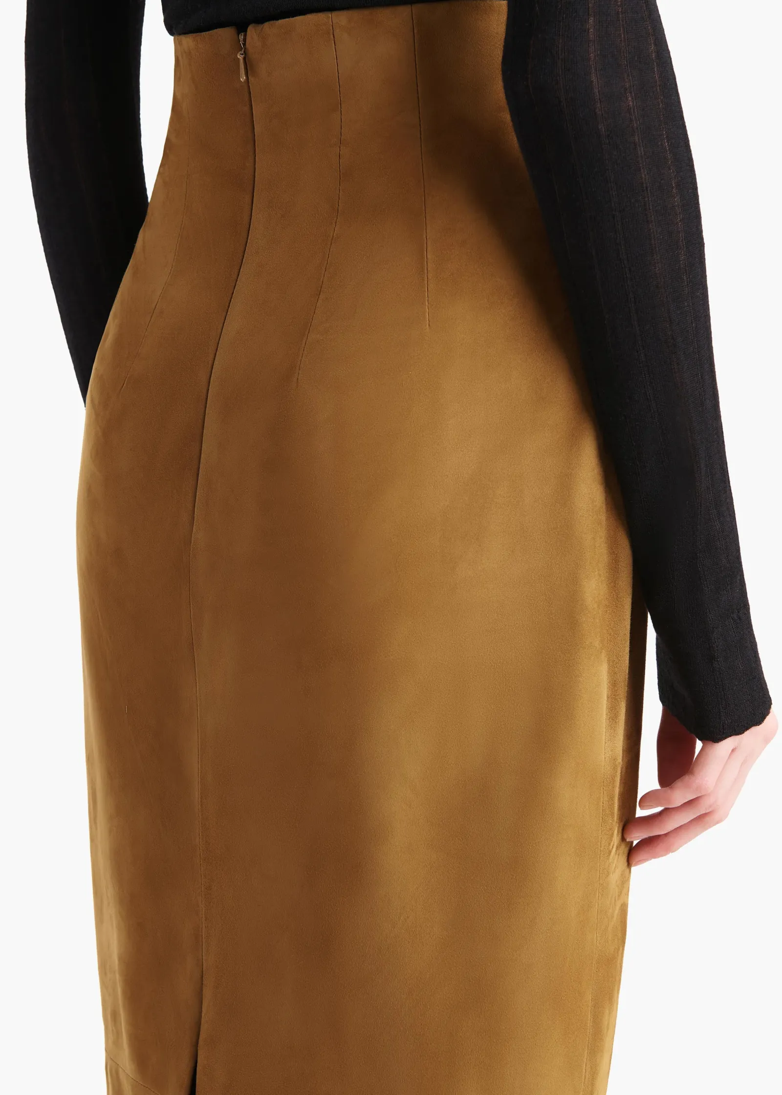 Khaite Skirts & Shorts|Leather-Loxley Skirt in Toffee Suede