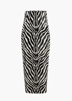 Khaite Skirts & Shorts|Leather-Loxley Skirt in Zebra Print Haircalf
