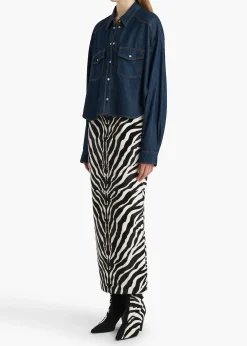 Khaite Skirts & Shorts|Leather-Loxley Skirt in Zebra Print Haircalf