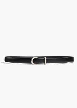 Khaite Belts-Luna Belt in Black Leather with Silver