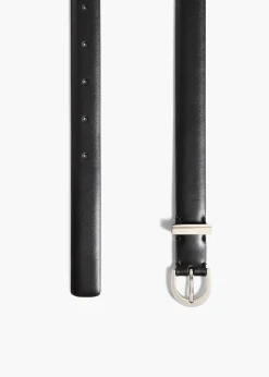 Khaite Belts-Luna Belt in Black Leather with Silver