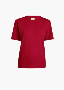 Khaite T-Shirts & Tanks-Mae T-Shirt in Crimson