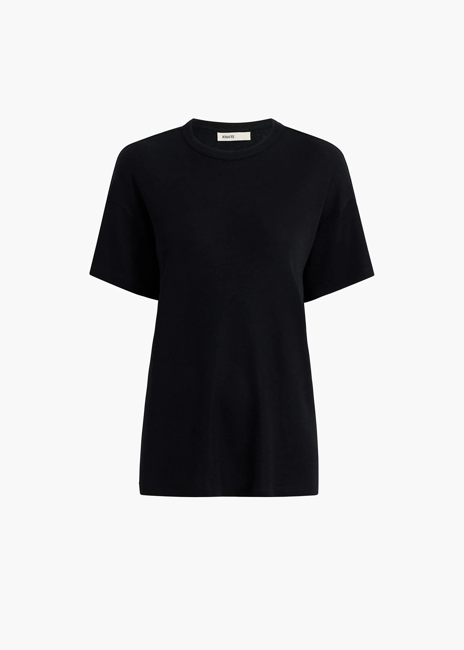 Khaite T-Shirts & Tanks-Maeve T-Shirt in Black Silk Cashmere Jersey