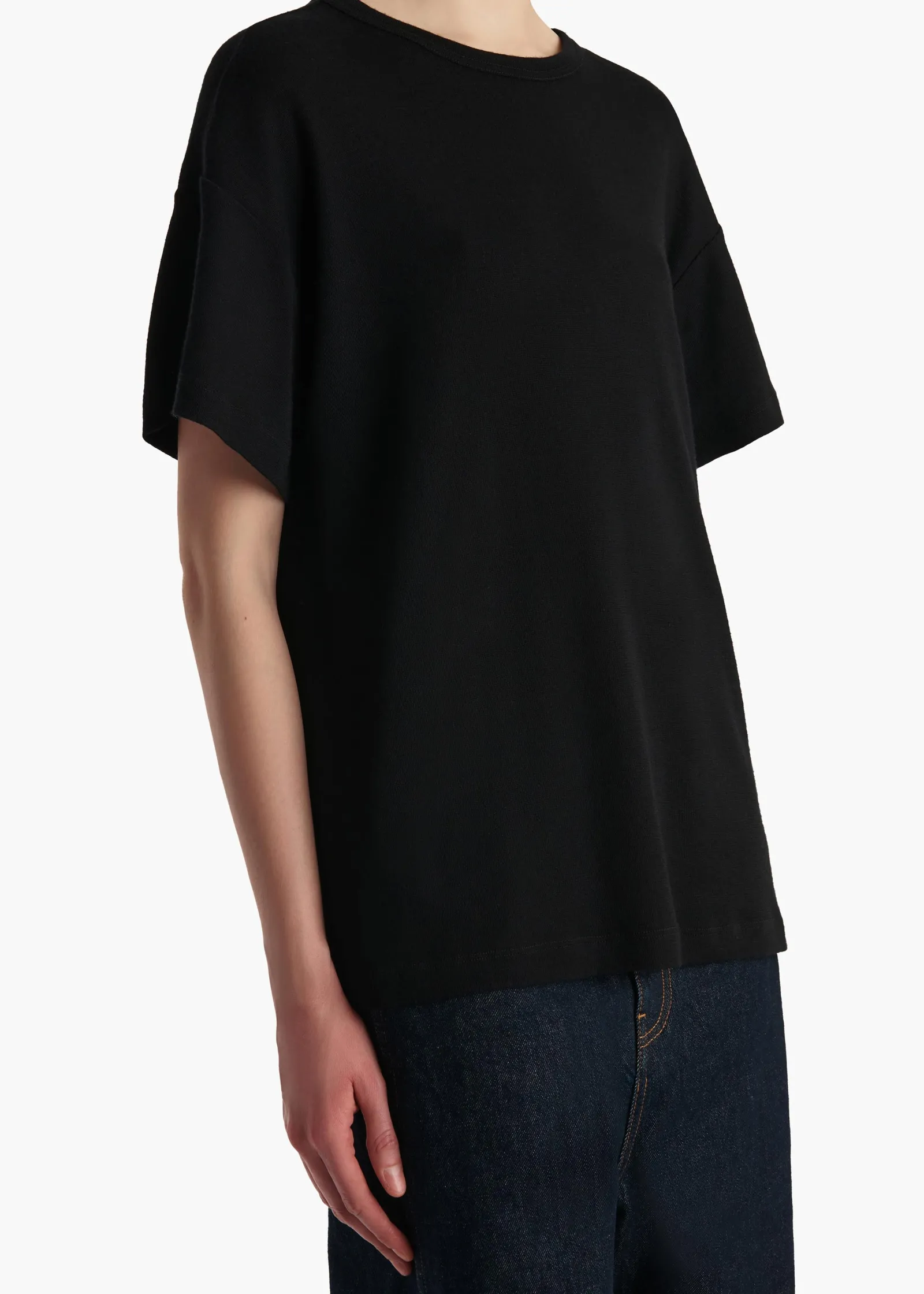 Khaite T-Shirts & Tanks-Maeve T-Shirt in Black Silk Cashmere Jersey
