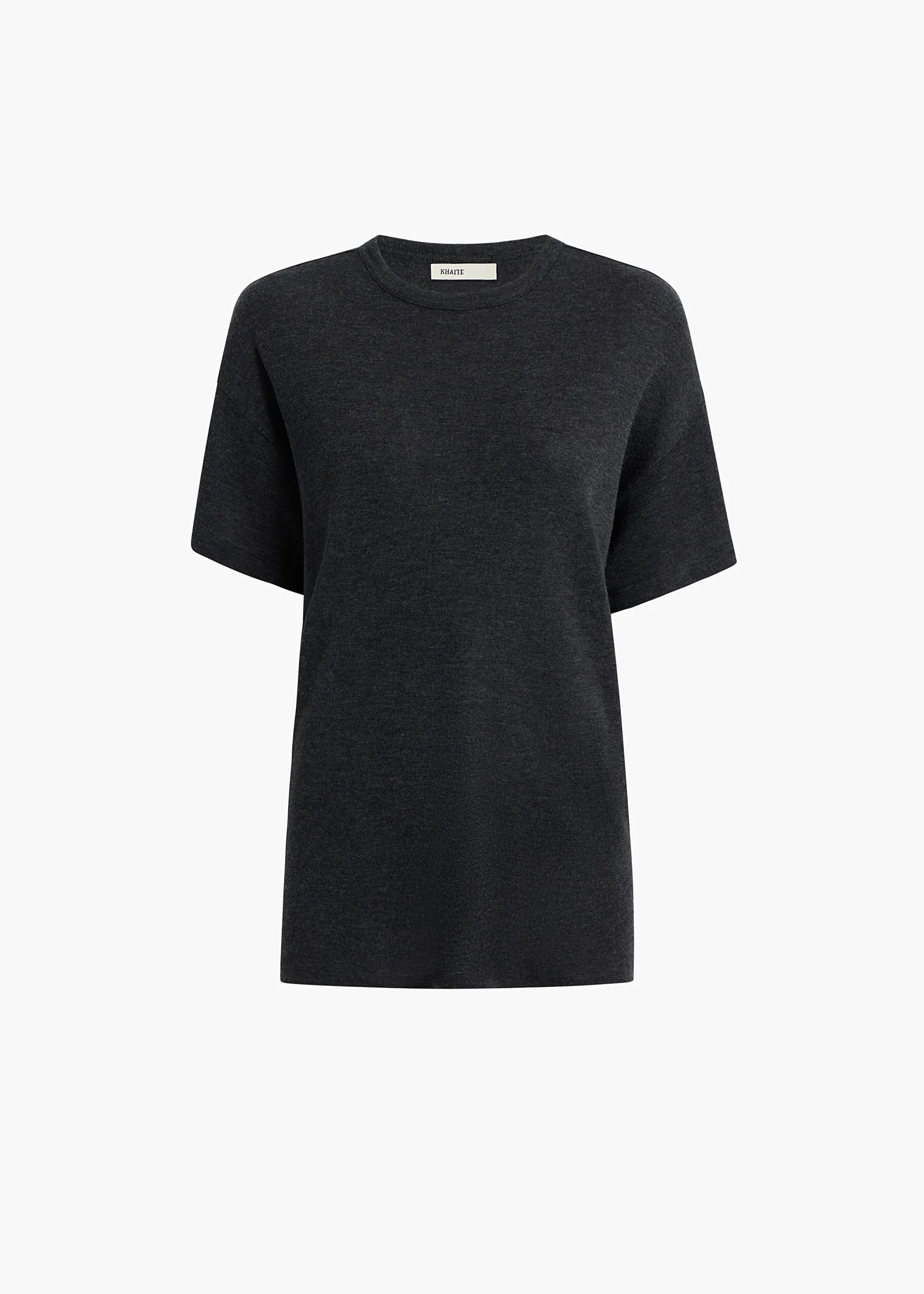 Khaite T-Shirts & Tanks-Maeve T-Shirt in Charcoal Silk Cashmere Jersey