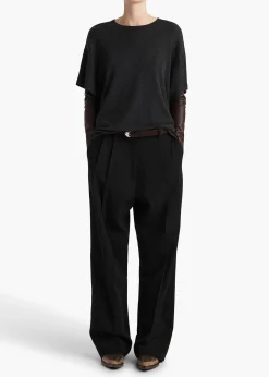 Khaite T-Shirts & Tanks-Maeve T-Shirt in Charcoal Silk Cashmere Jersey