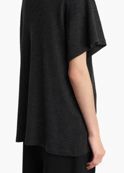 Khaite T-Shirts & Tanks-Maeve T-Shirt in Charcoal Silk Cashmere Jersey