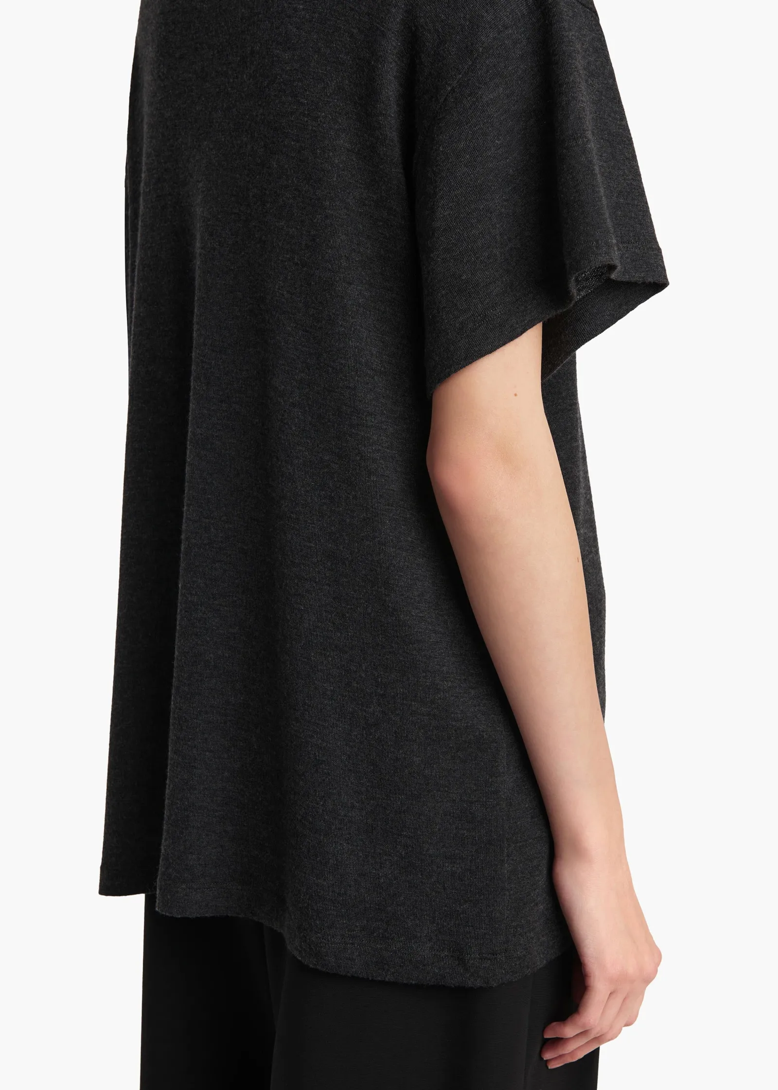 Khaite T-Shirts & Tanks-Maeve T-Shirt in Charcoal Silk Cashmere Jersey
