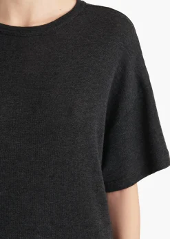 Khaite T-Shirts & Tanks-Maeve T-Shirt in Charcoal Silk Cashmere Jersey