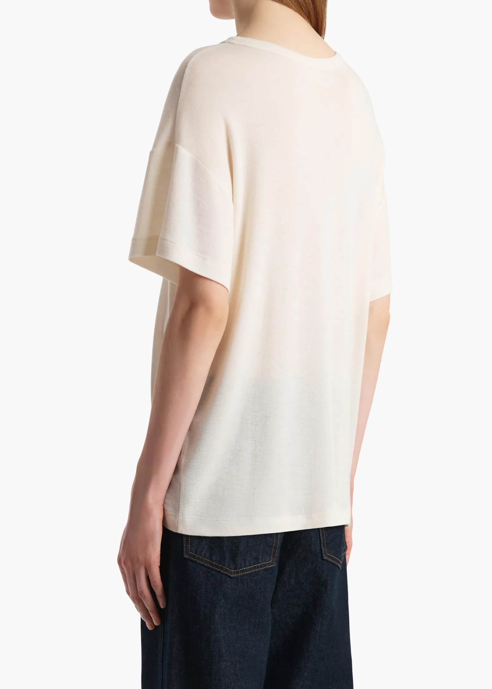 Khaite T-Shirts & Tanks-Maeve T-Shirt in Cream Silk Cashmere Jersey