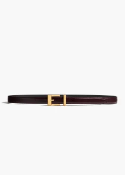 Khaite Belts-Manhattan Belt in Bordeaux Leather with Gold