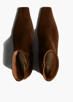 Khaite Boots-Marfa Ankle Boot in Coffee Suede