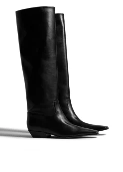 Khaite Boots-Marfa Knee-High Boot in Black Leather