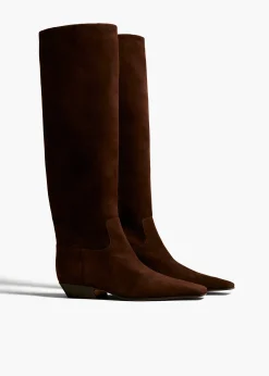 Khaite Boots-Marfa Knee-High Boot in Coffee Suede