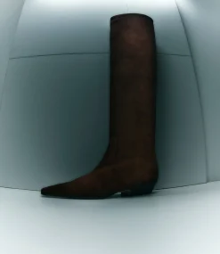 Khaite Boots-Marfa Knee-High Boot in Coffee Suede