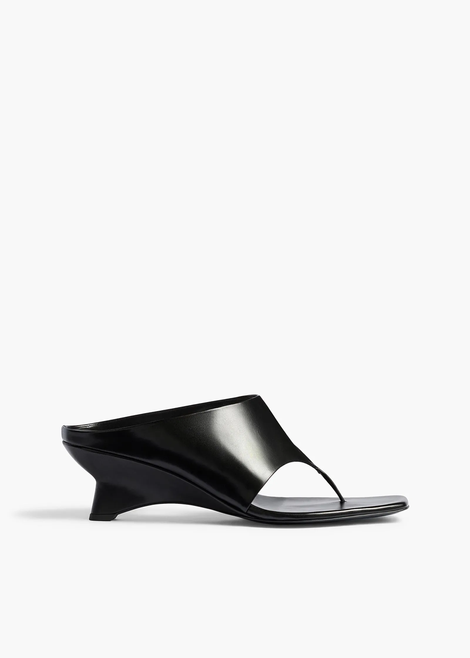 Khaite Mules|Sandals-Marlow Mule in Black Glazed Leather