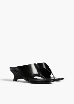 Khaite Mules|Sandals-Marlow Mule in Black Glazed Leather