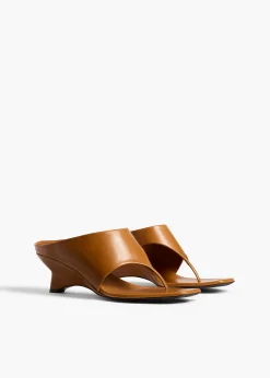 Khaite Mules|Sandals-Marlow Mule in Cuoio Glazed Leather