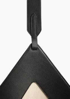 Khaite Totes-Medium Lotus Tote in Black Leather and Natural Canvas
