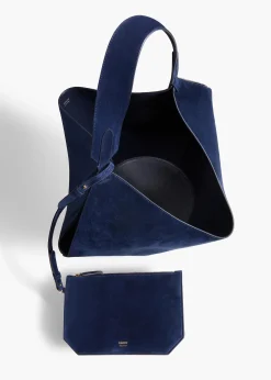 Khaite Totes-Medium Lotus Tote in Midnight Suede