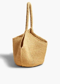 Khaite Totes-Medium Lotus Tote in Natural Raffia