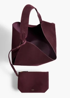 Khaite Totes-Medium Lotus Tote in Rouge Noir Suede