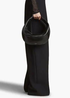 Khaite Shoulder Bags-Medium Olivia Hobo in Black Crackle Patent Leather