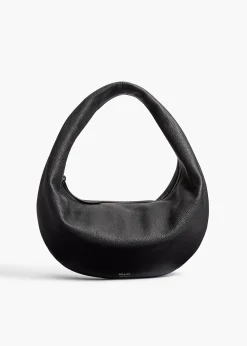 Khaite Shoulder Bags-Medium Olivia Hobo in Black Pebbled Leather