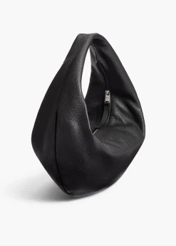 Khaite Shoulder Bags-Medium Olivia Hobo in Black Pebbled Leather