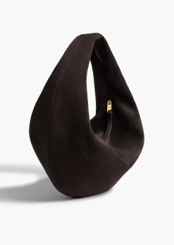 Khaite Shoulder Bags-Medium Olivia Hobo in Dark Brown Suede