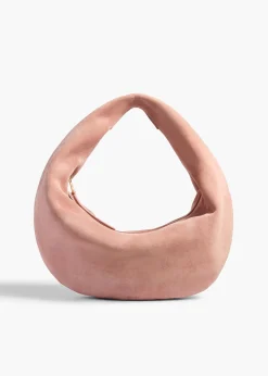 Khaite Shoulder Bags-Medium Olivia Hobo in Dusty Pink Suede
