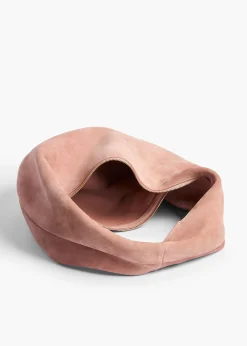 Khaite Shoulder Bags-Medium Olivia Hobo in Dusty Pink Suede