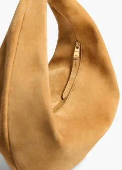 Khaite Shoulder Bags-Medium Olivia Hobo in Goldenrod Suede