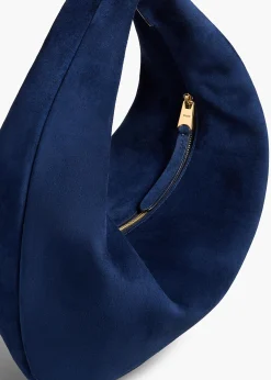 Khaite Shoulder Bags-Medium Olivia Hobo in Midnight Suede