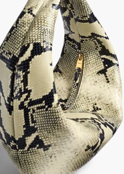 Khaite Shoulder Bags-Medium Olivia Hobo in Natural Python-Embossed Leather