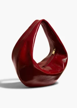 Khaite Shoulder Bags-Medium Olivia Hobo in Oxblood Crackle Patent Leather
