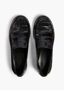 Khaite Flats-Miles Loafer in Black Alligator