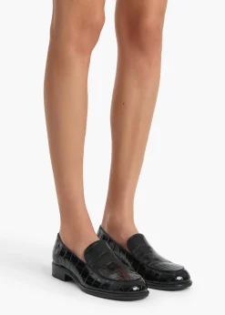 Khaite Flats-Miles Loafer in Black Alligator