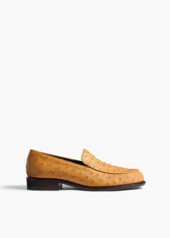 Khaite Flats-Miles Loafer in Chestnut Ostrich
