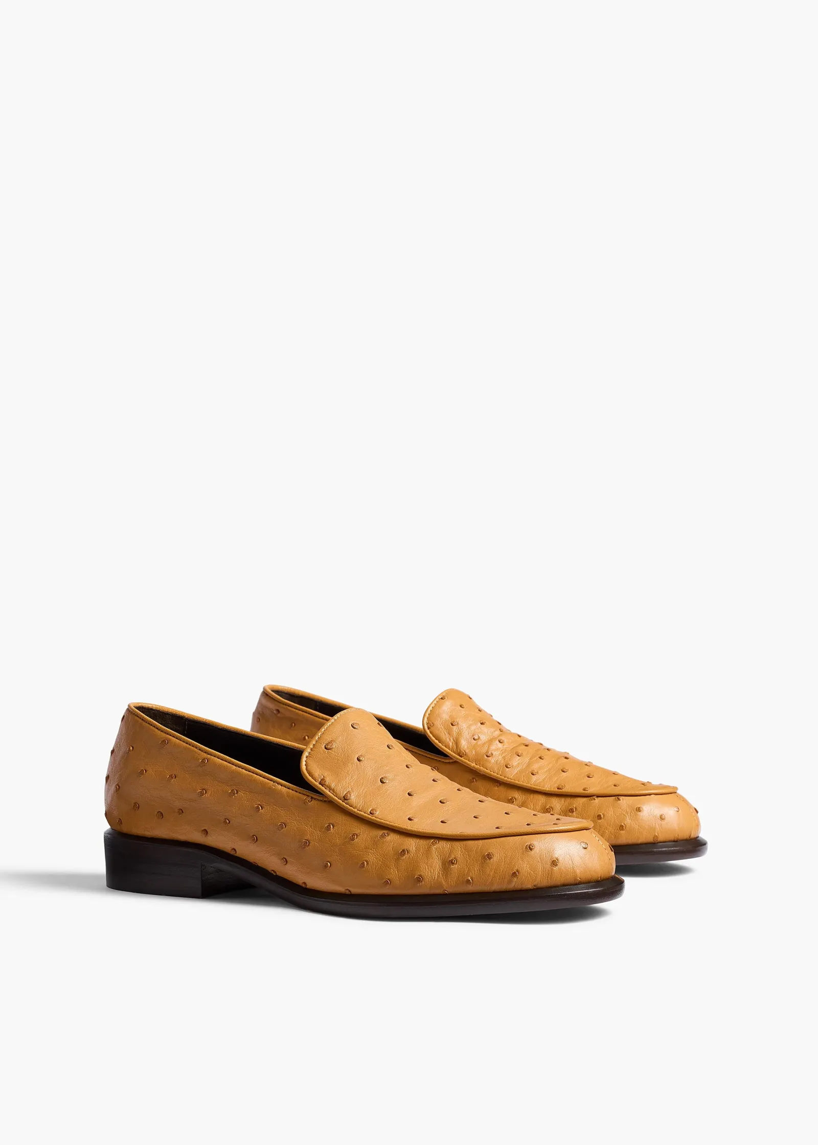 Khaite Flats-Miles Loafer in Chestnut Ostrich