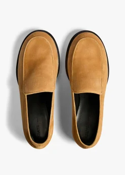 Khaite Flats-Miles Loafer in Goldenrod Suede