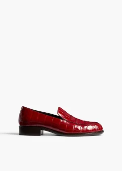 Khaite Flats-Miles Loafer in Ruby Alligator