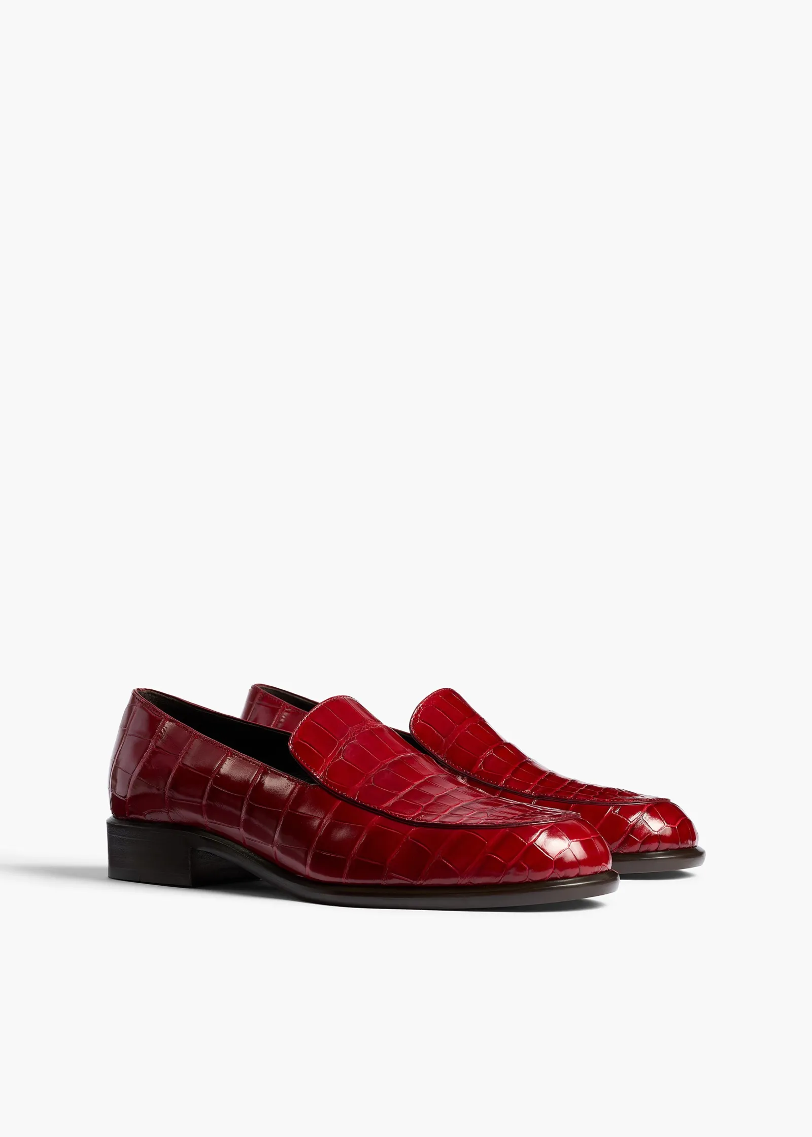 Khaite Flats-Miles Loafer in Ruby Alligator