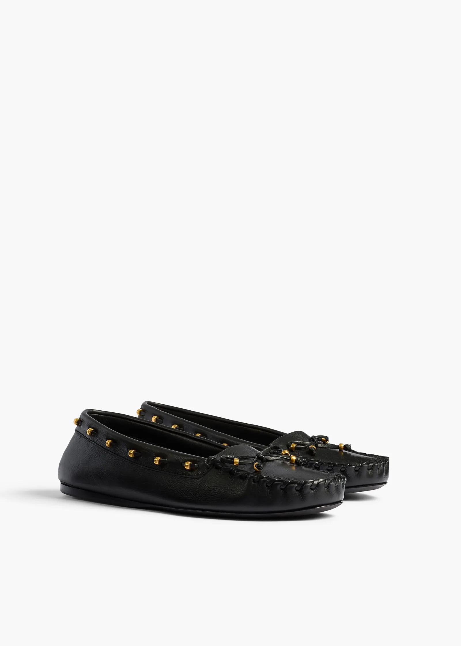 Khaite Flats-Milly Flat in Black Pebbled Leather