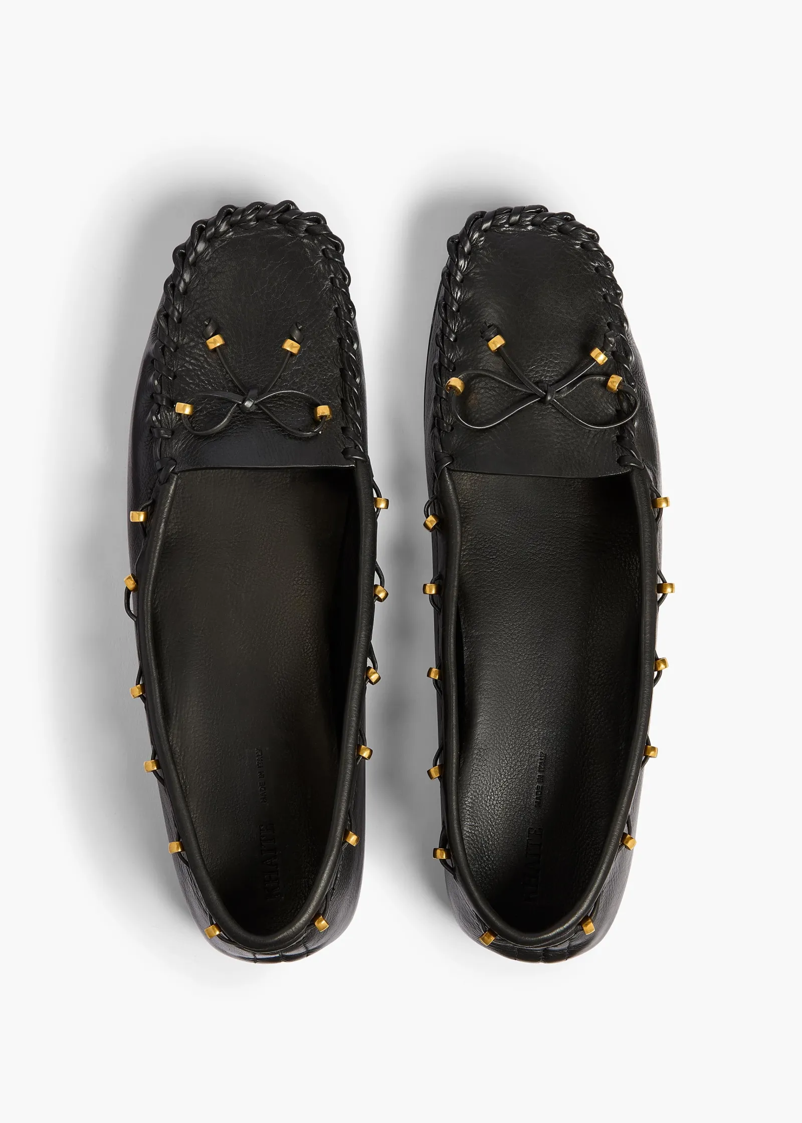 Khaite Flats-Milly Flat in Black Pebbled Leather
