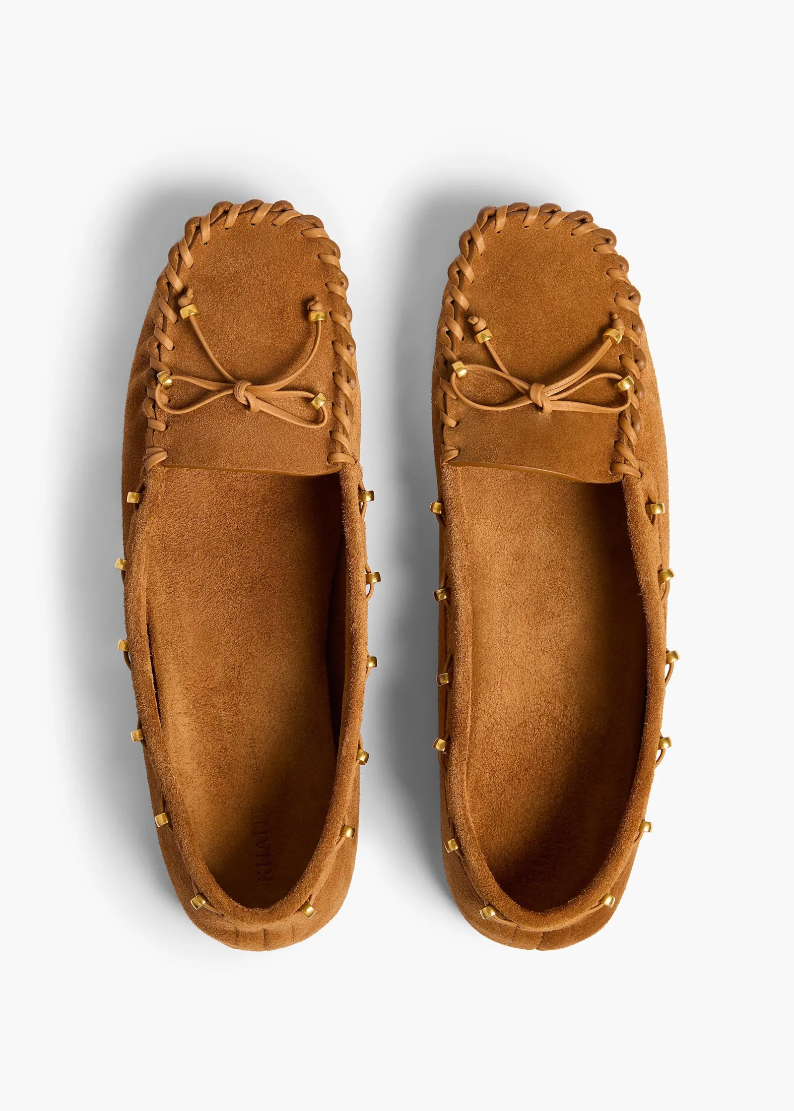 Khaite Flats-Milly Flat in Caramel Suede