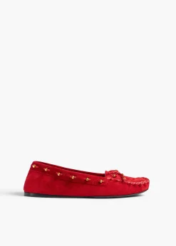 Khaite Flats-Milly Flat in Lipstick Suede