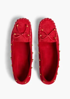 Khaite Flats-Milly Flat in Lipstick Suede