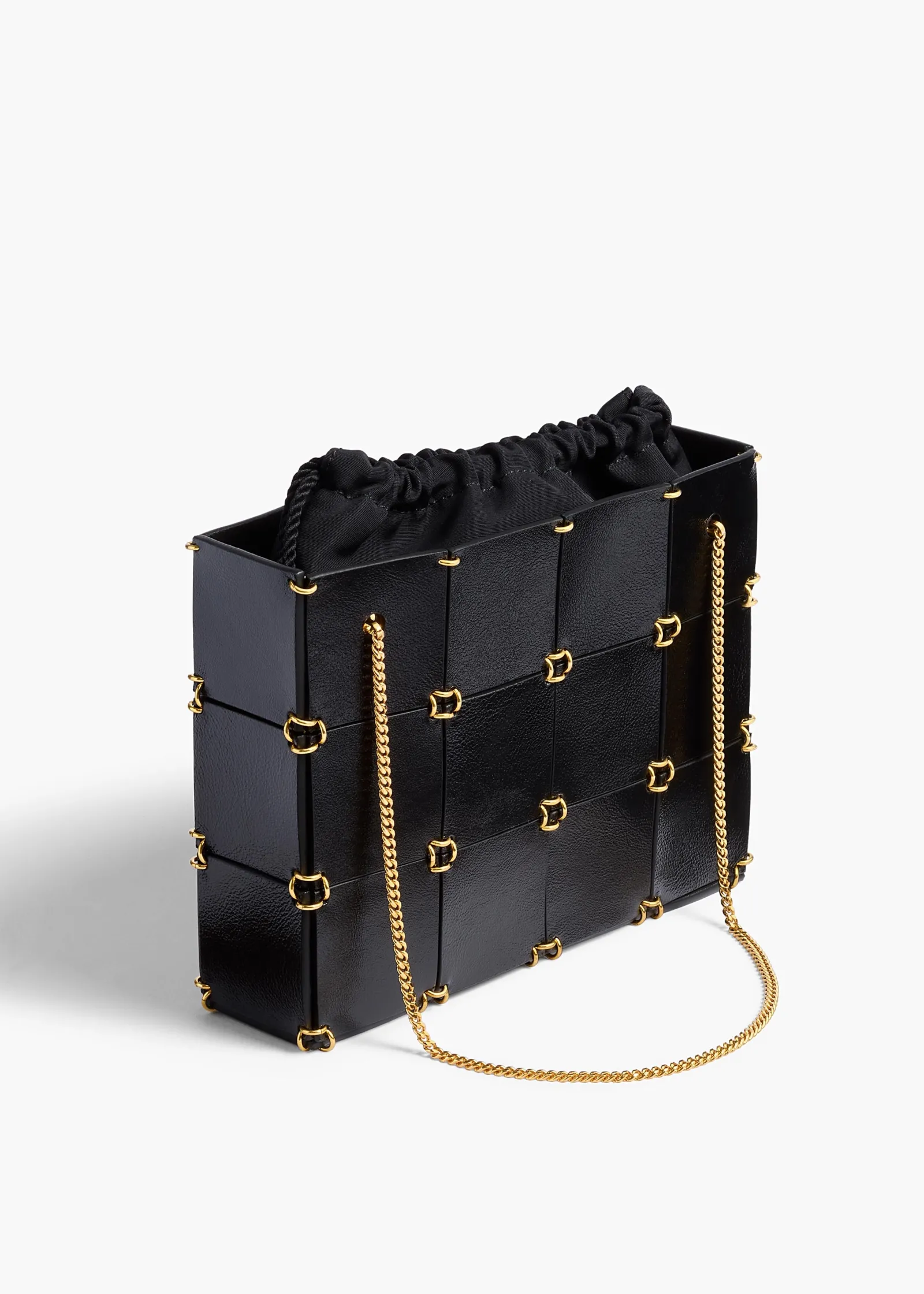 Khaite Evening-Mini Emma Bag in Black Crackle Patent Leather