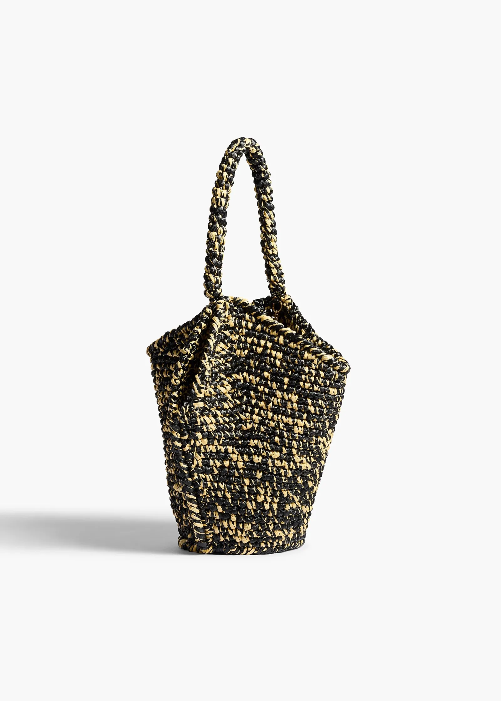 Khaite Totes-Mini Lotus Tote in Black and White Raffia
